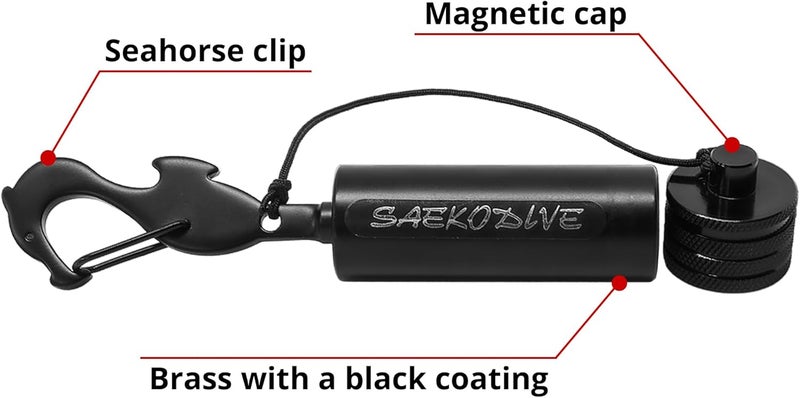 Saekodive Diving Shaker Rattle Stick with Magnet - 5.9" Black Brass, Aluminum Cap, Magnetic Mute System - Scuba Noice Maker, Underwater Shaker, Signal Communication Device - Image 2